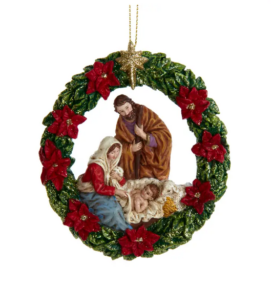 KA NATIVITY WREATH WITH GOLD STAR E06277