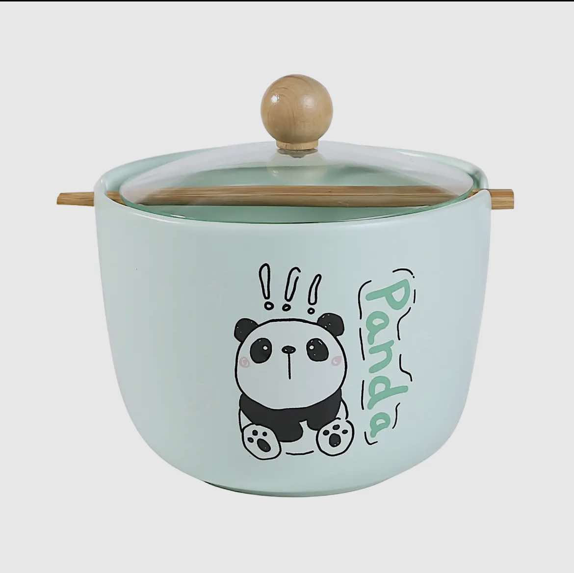 Curious Panda 26oz Bowl with Lid and Chopsticks