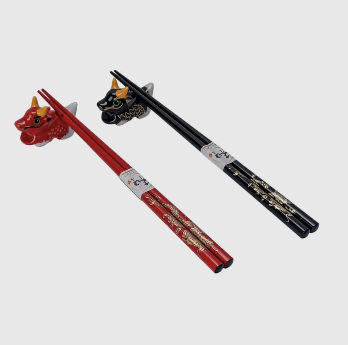 Oriental Dragon 2 Pair Chopsticks and Chopsticks Rests Gift Set