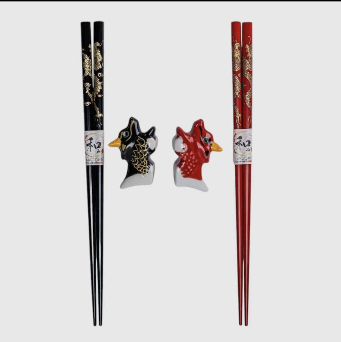 Oriental Dragon 2 Pair Chopsticks and Chopsticks Rests Gift Set