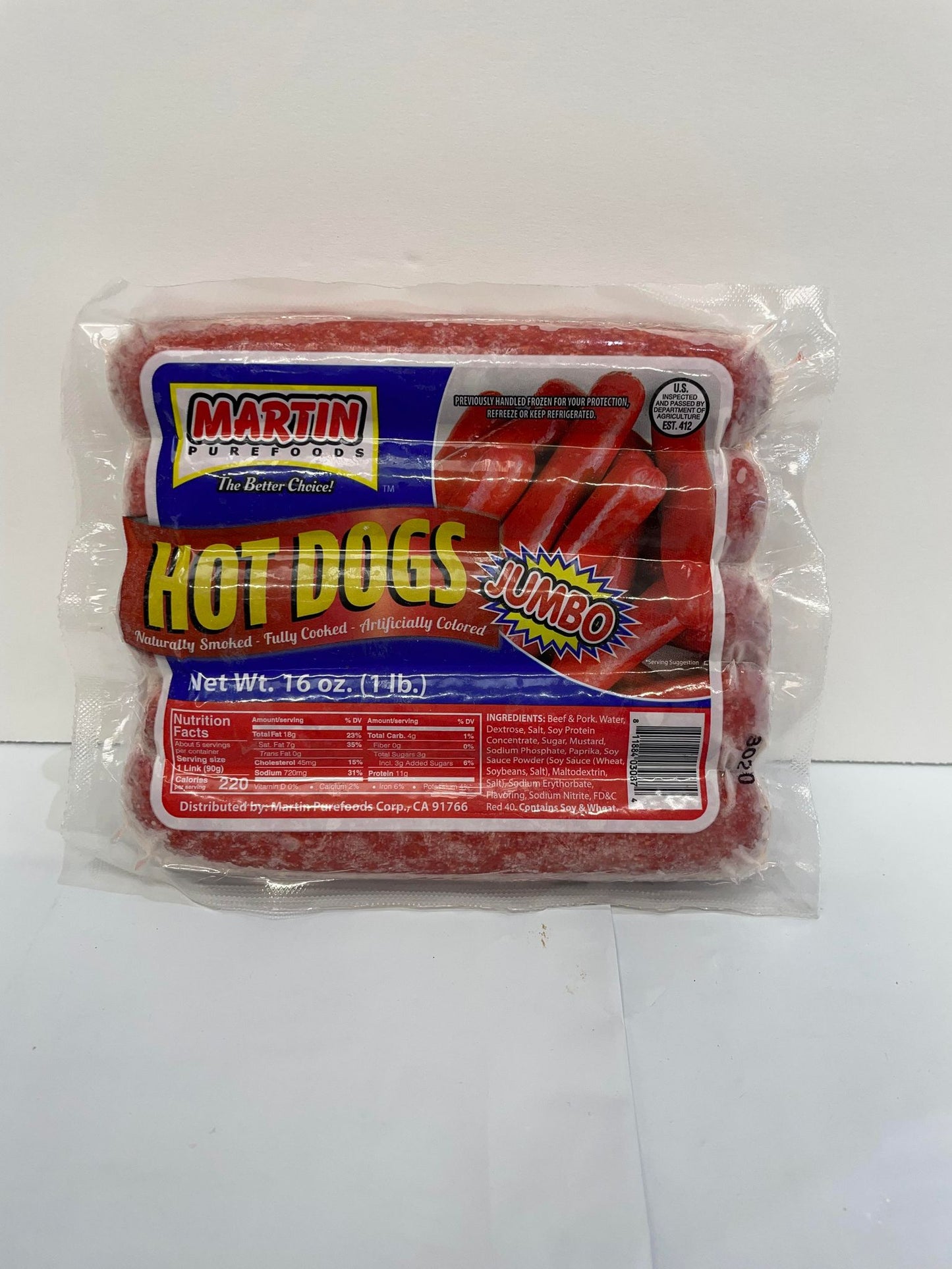 MARTIN'S JUMBO HOTDOG 16 OZ