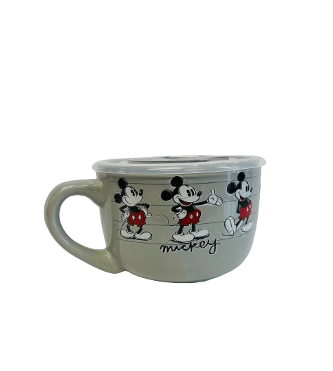 MICKEY MOUSE CERAMIC MUG WITH LID GRAY