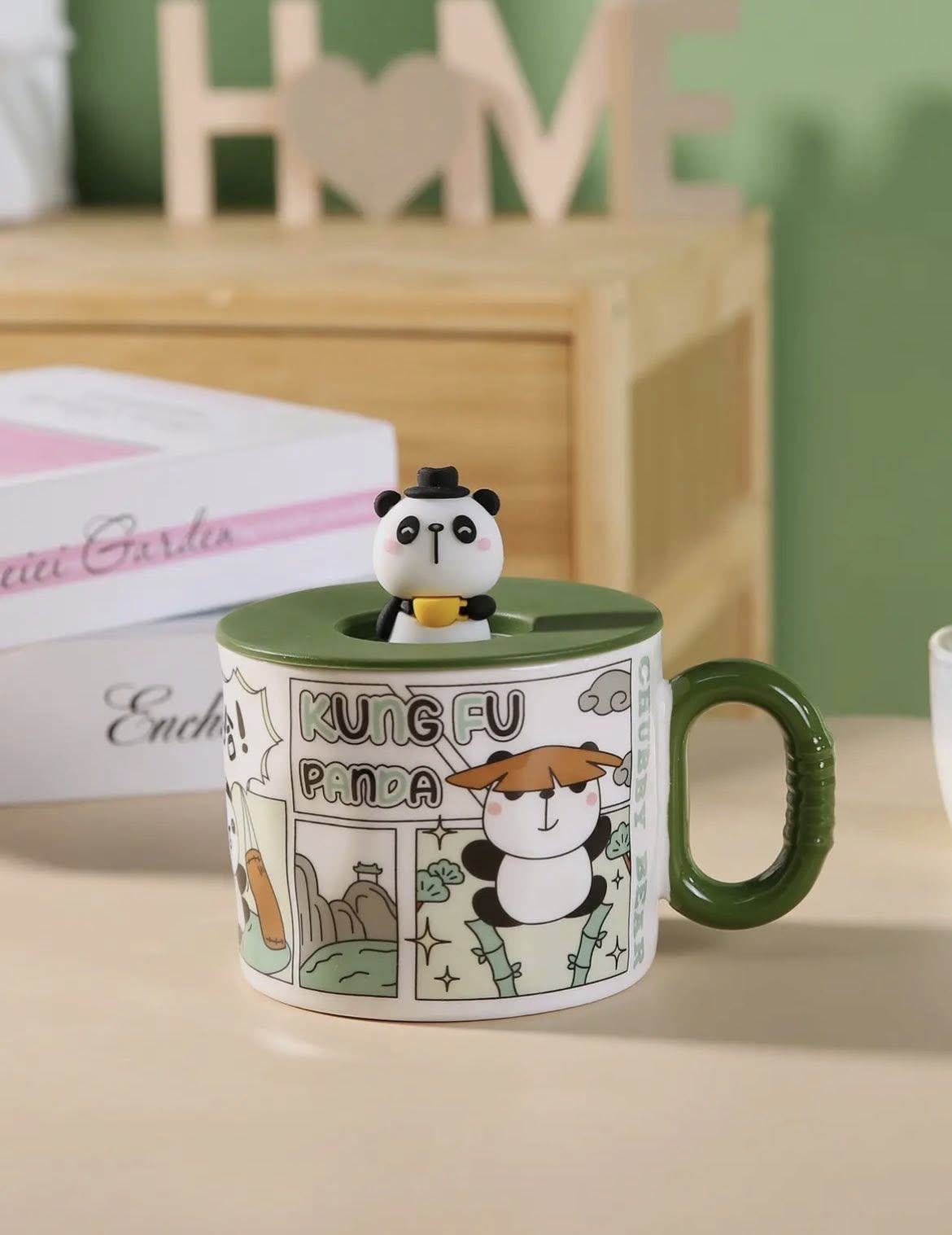 Comic Panda 14oz Mug with Lid