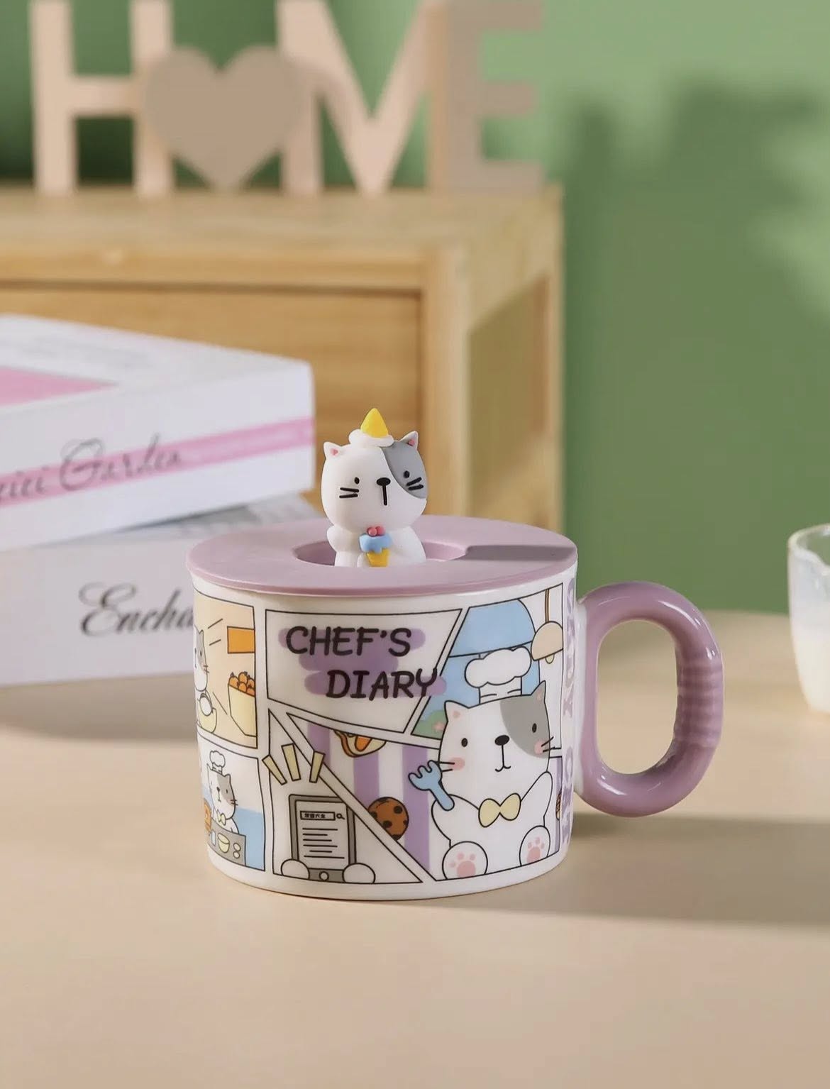 Comic Cat 14oz Mug with Lid