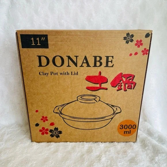 Japanese Clay Pot with Lid 11" 3000ml Brand New in Box