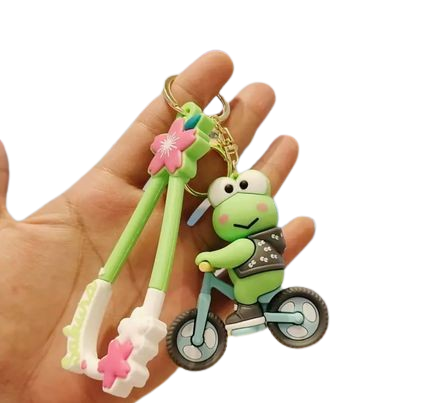 KEYCHAIN - SAN RIO  KEROPPI WITH BIKE