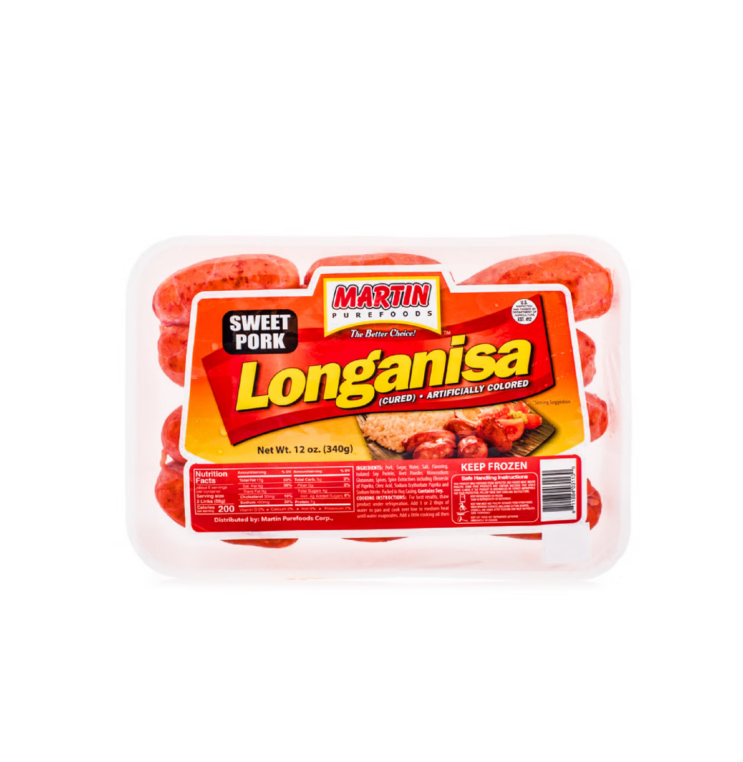 MARTIN'S SWEET PORK LONGANISA 341 GRAMS