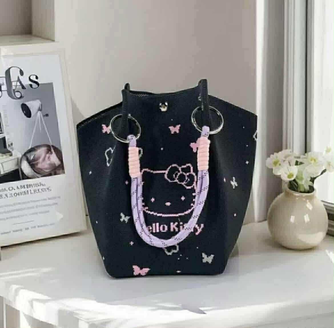 HELLO KITTY TOTE BAG BLACK