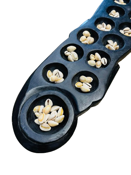 Snake Shape Carved Black Sungka/ Mancala 30"