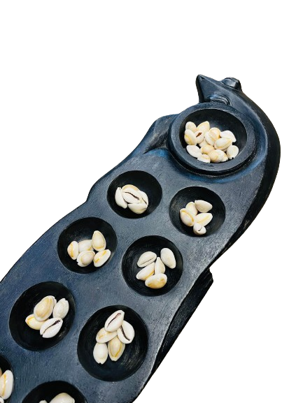Snake Shape Carved Black Sungka/ Mancala 30"