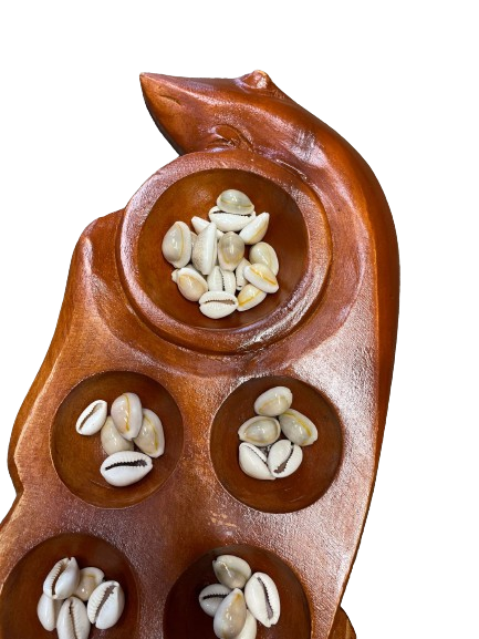 Snake Shape Carved Brown Sungka/ Mancala 30"