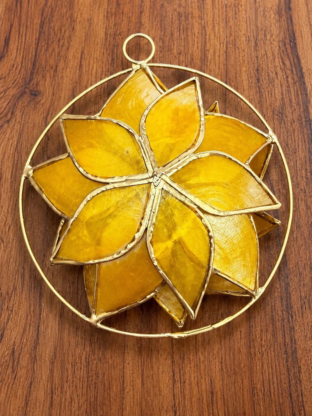 Poinsettia Capiz Ornament 6.5"