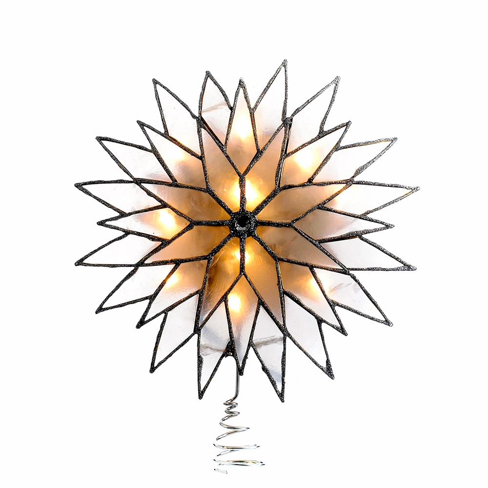 9"Silv Sunburst Capiz Lited Tree Topper