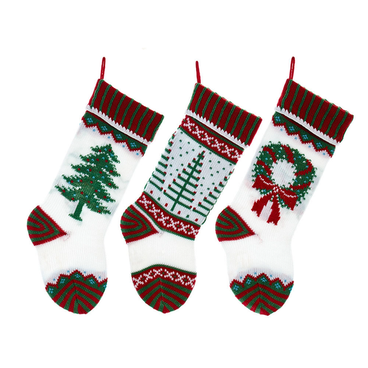 KA 20" RED/WHITE/GREEN STOCKINGS KNITTED - B0698