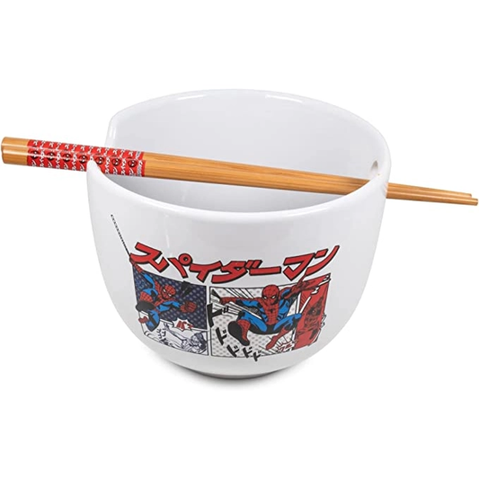 SPIDER MAN CERAMIC BOWL WITH CHOPSTICK