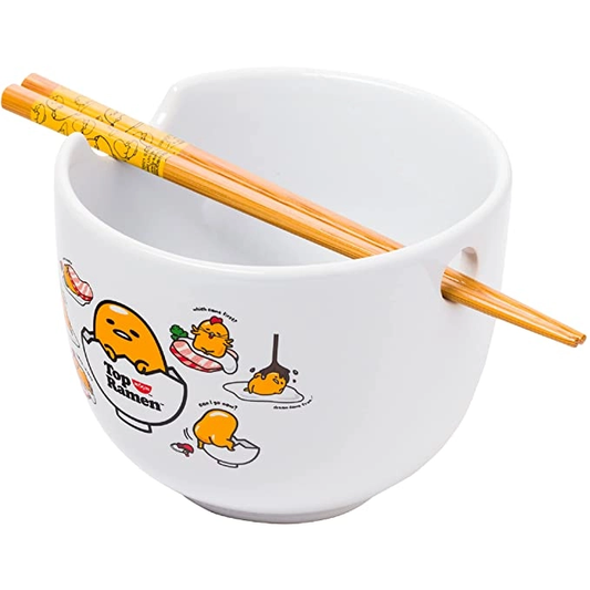 GUDETAMA LAZY EGG CERAMIC BOWL WITH CHOPSTICK