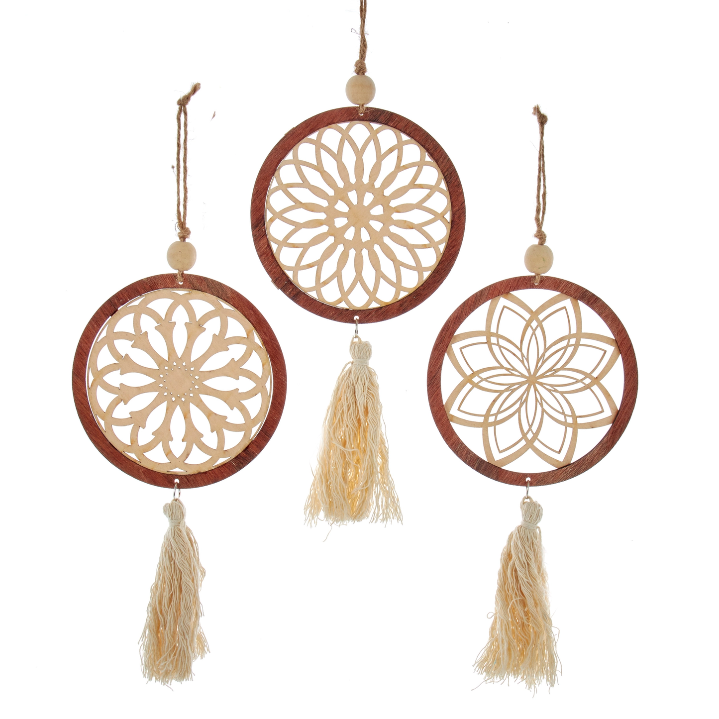 Macramé Wooden Disc Ornaments 1 pc