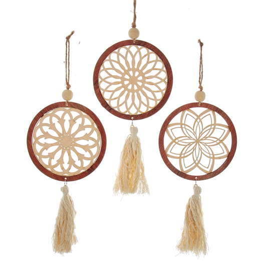Macramé Wooden Disc Ornaments 1 pc