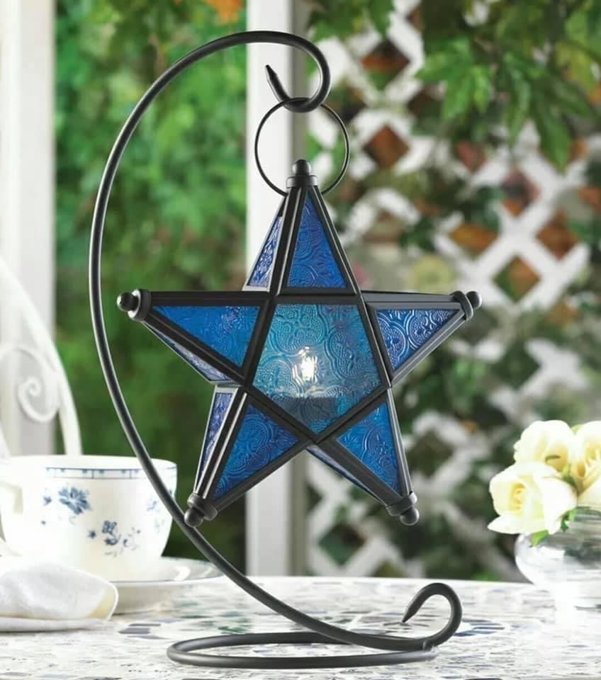 Glass Christmas Star Ornament with Stand