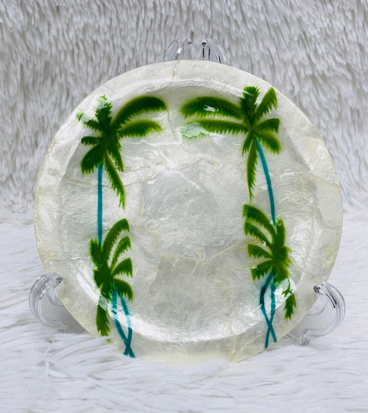 CAPIZ DECORATIVE PLATE COCONUT TREE