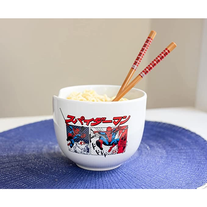 SPIDER MAN CERAMIC BOWL WITH CHOPSTICK