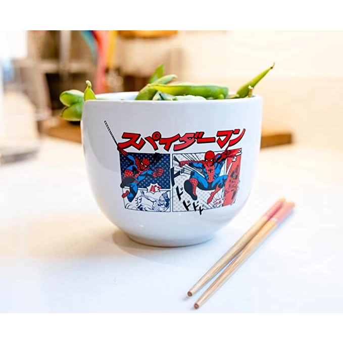 SPIDER MAN CERAMIC BOWL WITH CHOPSTICK