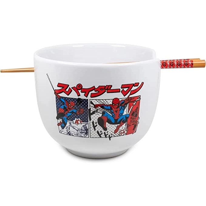 SPIDER MAN CERAMIC BOWL WITH CHOPSTICK