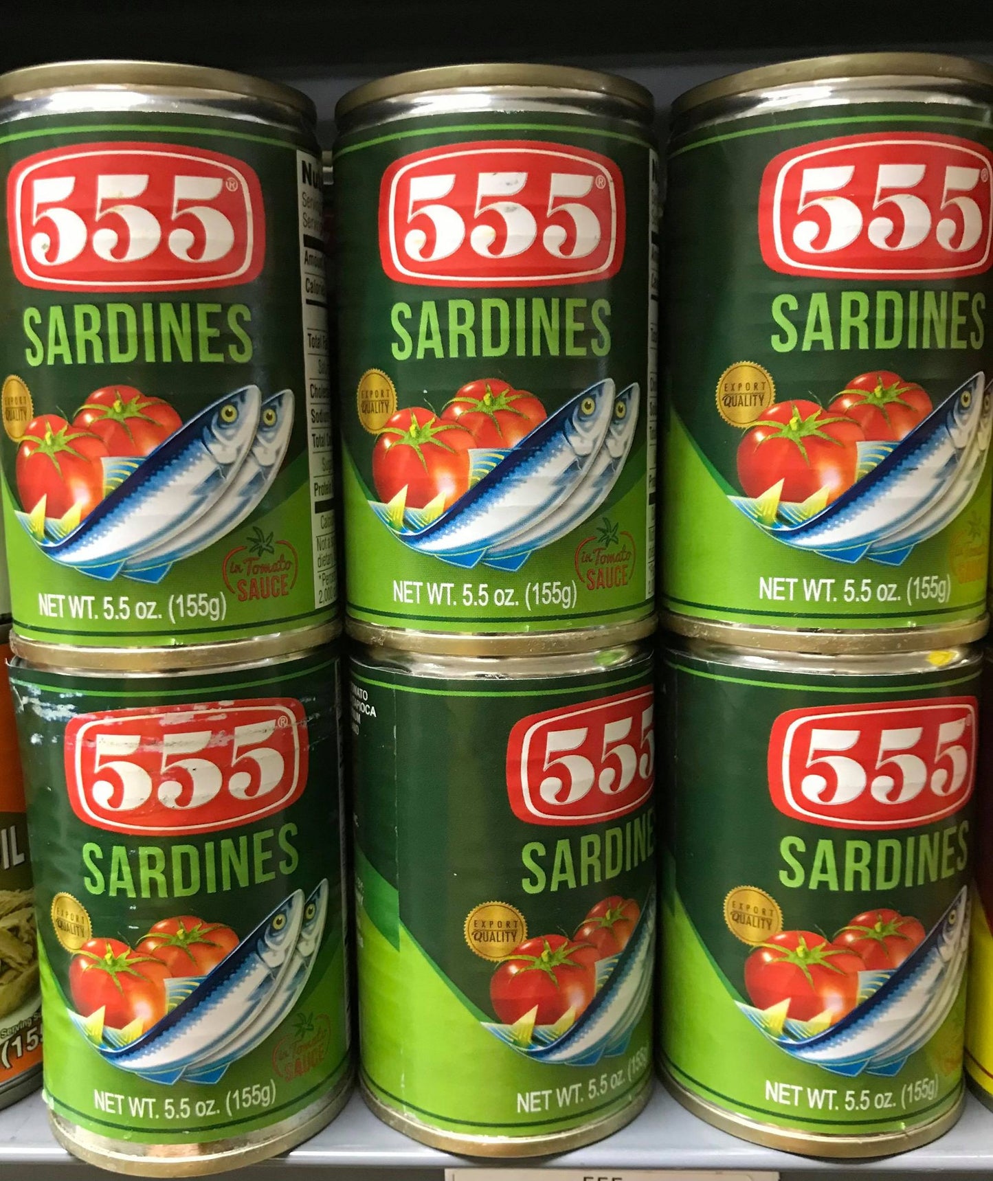 555 SARDINES IN TOMATO SAUCE GREEN 5.5 OZ