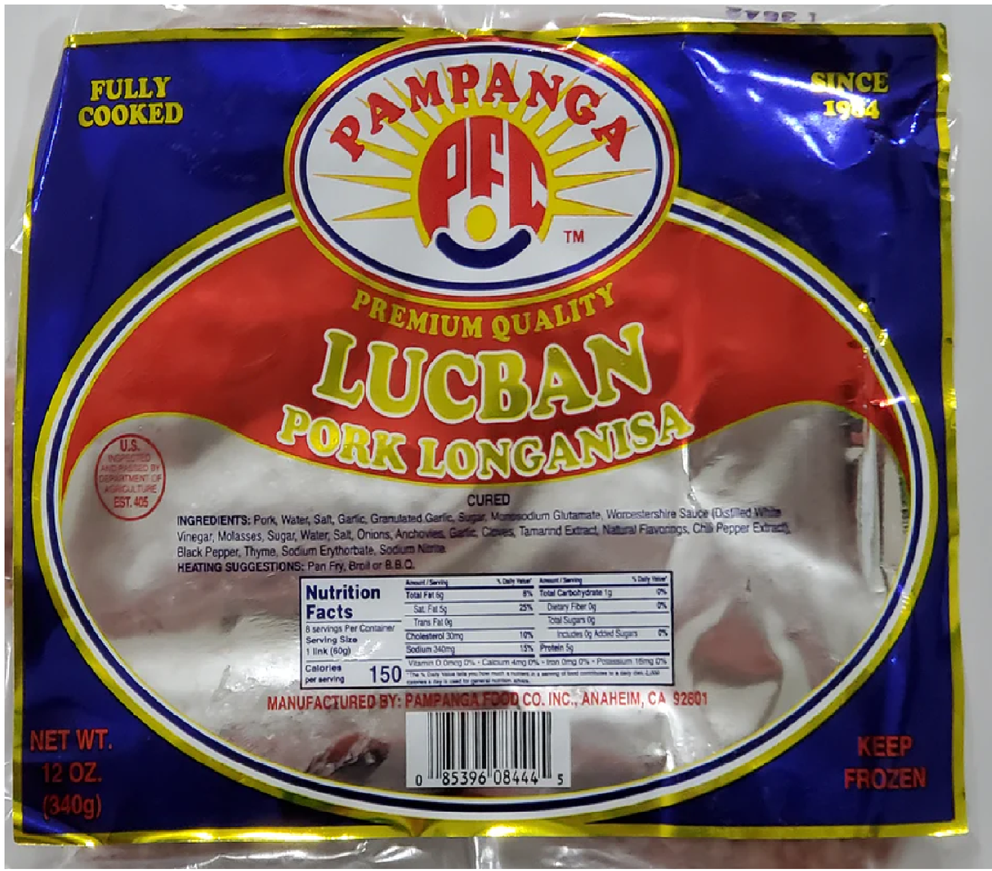 PAMPANGA LUCBAN LONGANISA 12 OZ