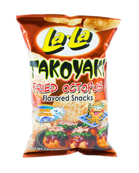 LALA TAKOYAKI FRIED OCTOPUS FLAVORED SNACK 85 GRAMS