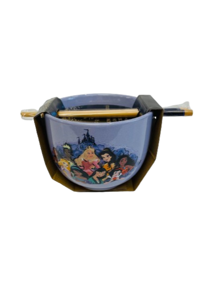 DISNEY PRINCESS CERAMIC BOWL W/CHOPSTICK