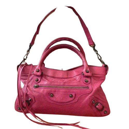 BALENCIAGA LEATHER SHOULDER BAG PINK/FUSCHIA