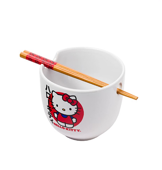 HELLO KITTY JAPANESE LOGO RAMEN BOWL WITH CHOPSTICK