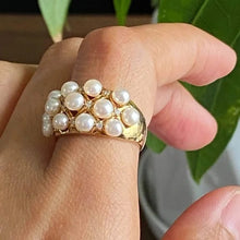 Load image into Gallery viewer, 18KT GOLD FULL OF PEARLS RING SIZE 6
