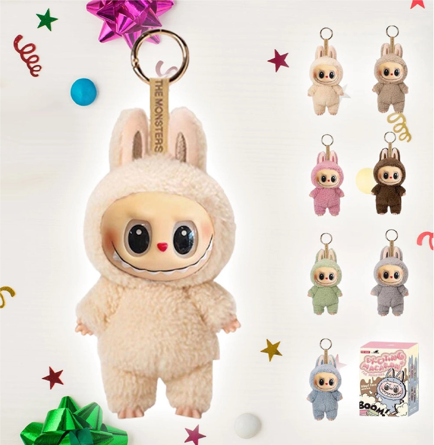 Labubu Monster Doll Keychain Exciting Macaron Blind Box
