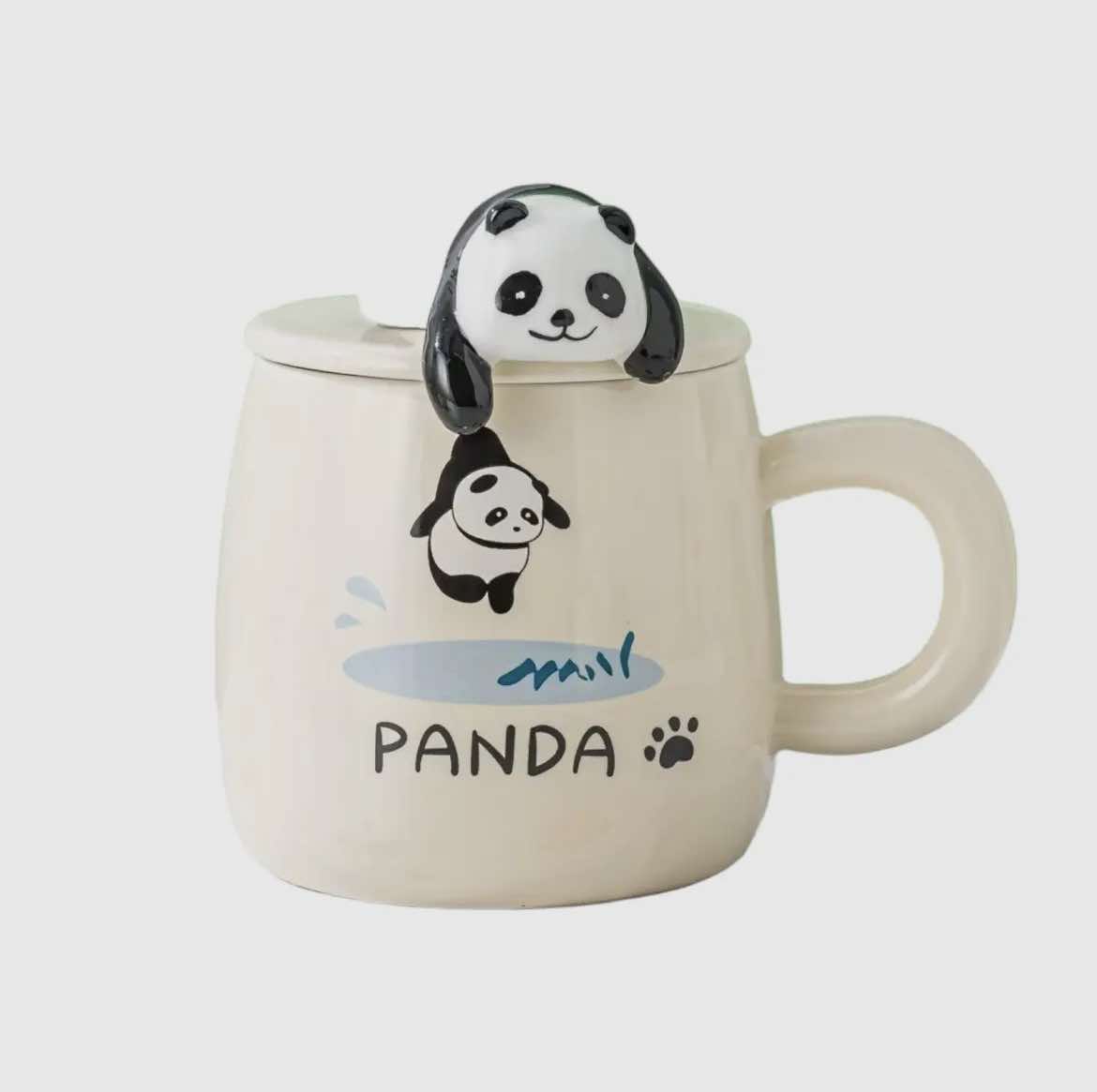 Panda 13oz Mug with Lid and Spoon