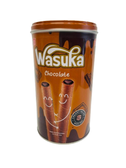 WASUKA WAFER ROLL TIN  CHOCOLATE 300 GRAMS