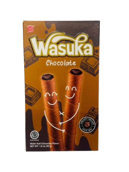 WASUKA LITE WAFER ROLL CHOCOLATE  50GRAMS