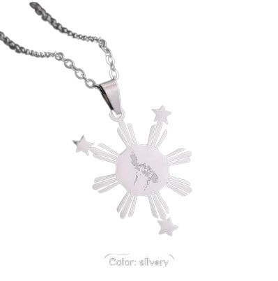PHILIPPINES 3 STAR AND A SUN NECKLACE PENDANT
