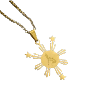PHILIPPINES 3 STAR AND A SUN NECKLACE PENDANT