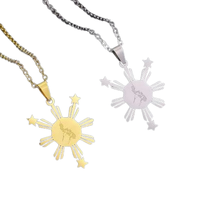 PHILIPPINES 3 STAR AND A SUN NECKLACE PENDANT