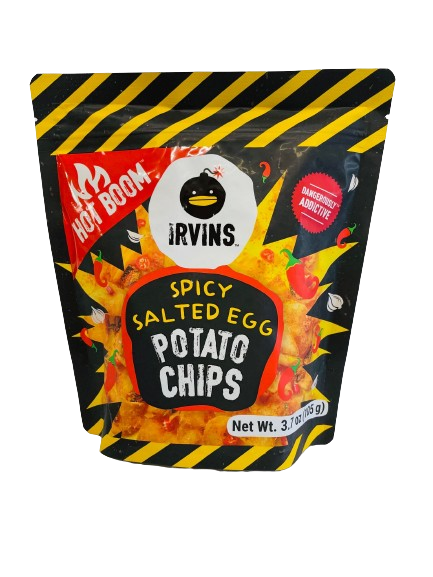 IRVINS SPICY SALTED PEGG POTATO CHIPS 105 GRAMS