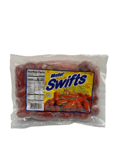 MISTER SWIFTS TENDER JUICY MINI HOTDOGS  14 OZ