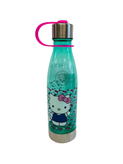 HELLO KITTY BROWS & HEART 20 OZ WATER BOTTLE GRN