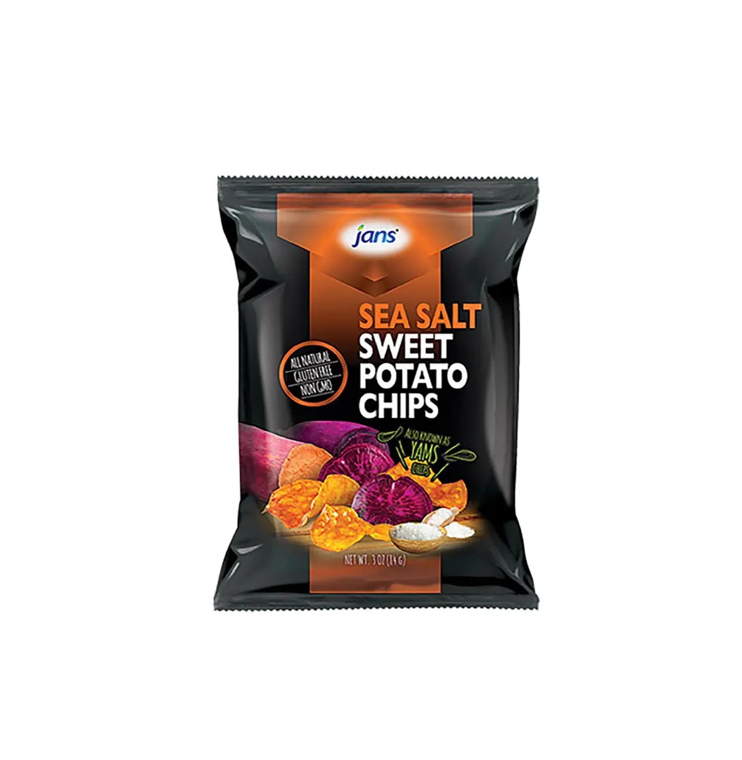 JANS SWEET POTATO CHIPS SEA SALT 3 OZ