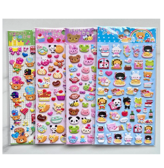 Kawaii Animals Puffy Assorted Stickers