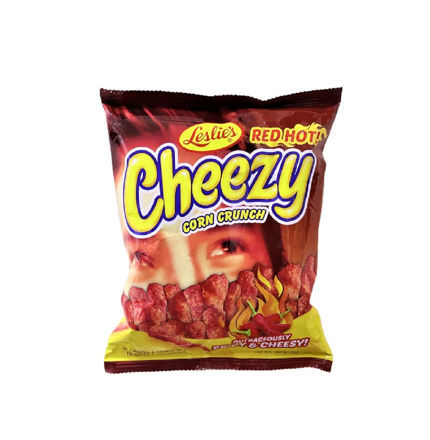 LESLIE'S CHEEZY CORN CRUNCH HOT & SPICY 70 GRAMS