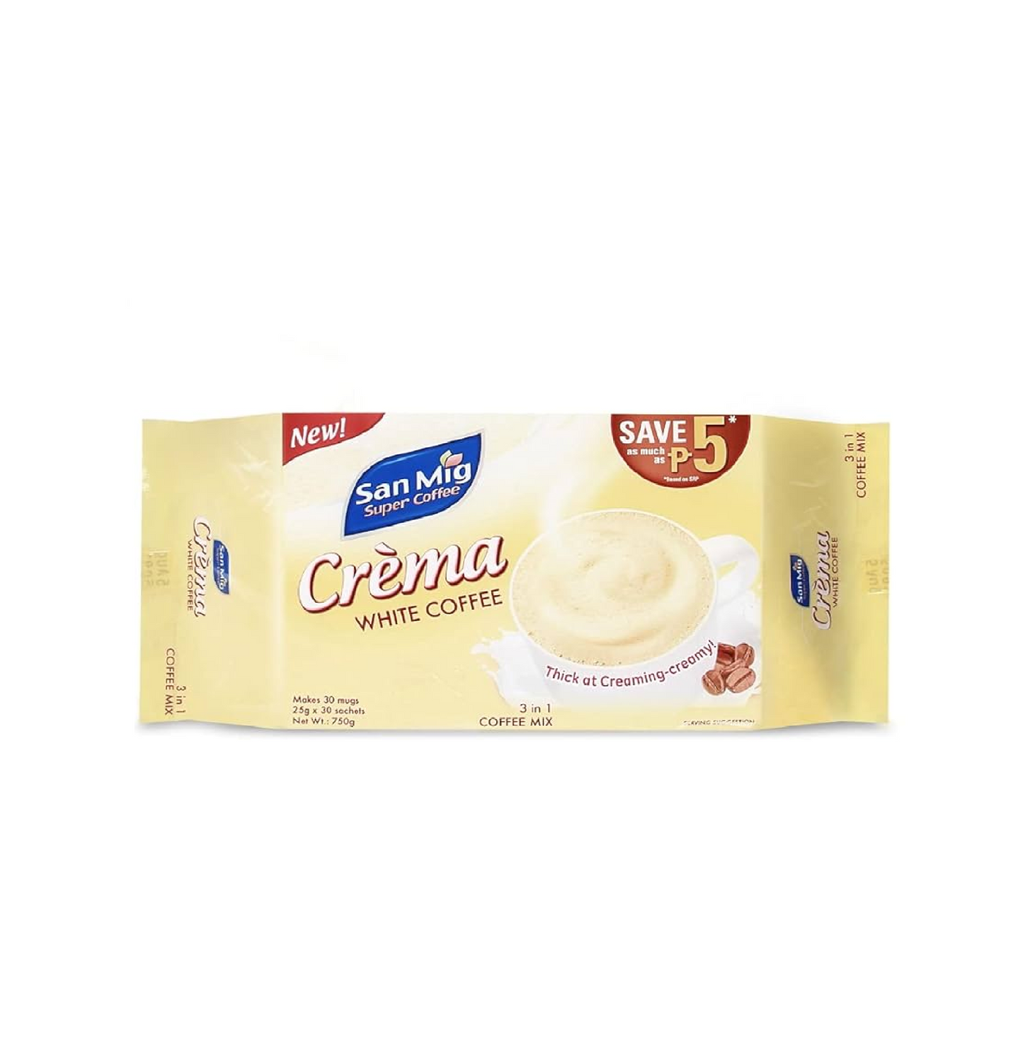 SAN MIG 3IN1 SUGAR FREE CREMA WHITE 30 SACHETS