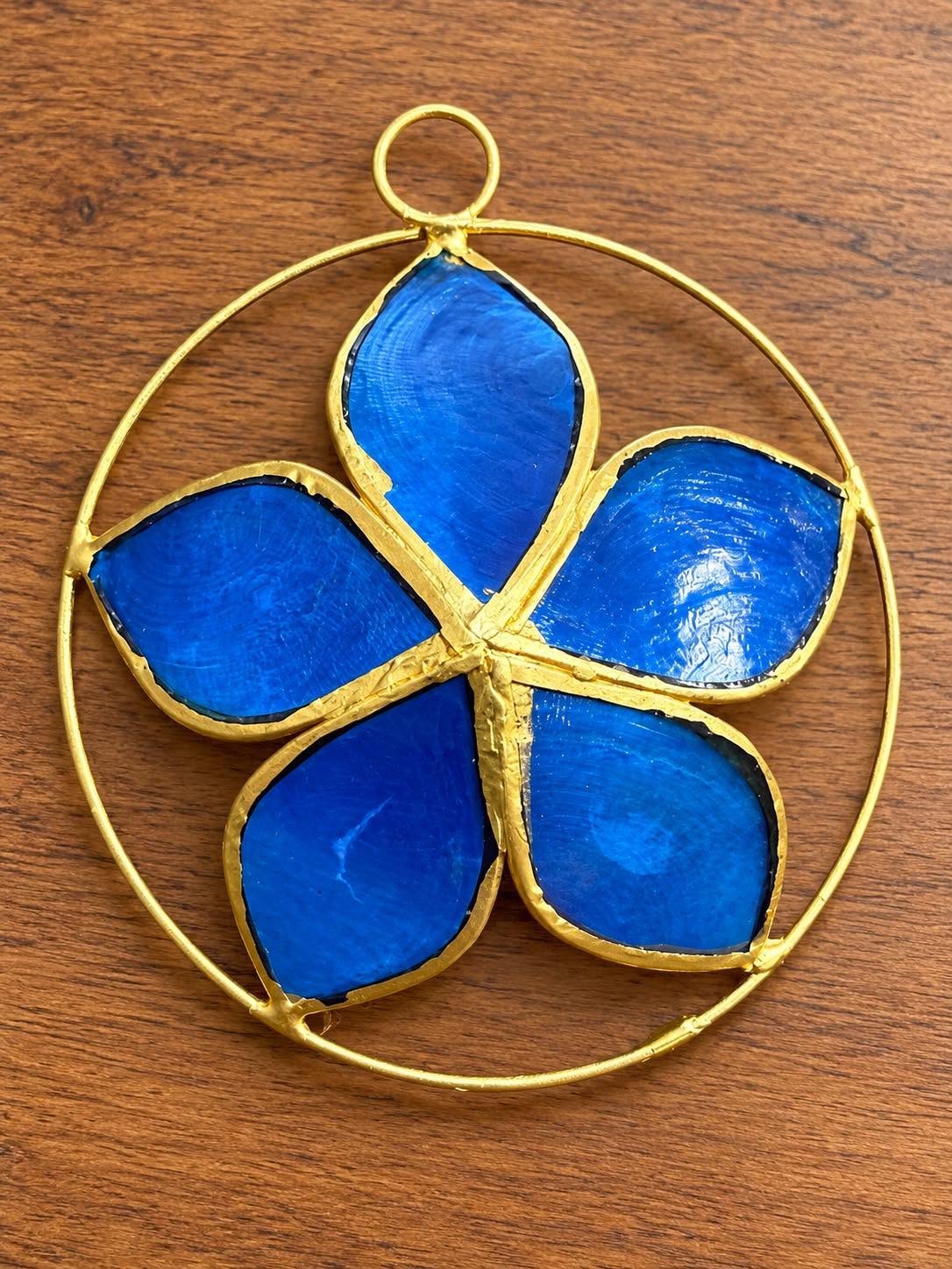 Camelia Capiz Ornament 5.5"