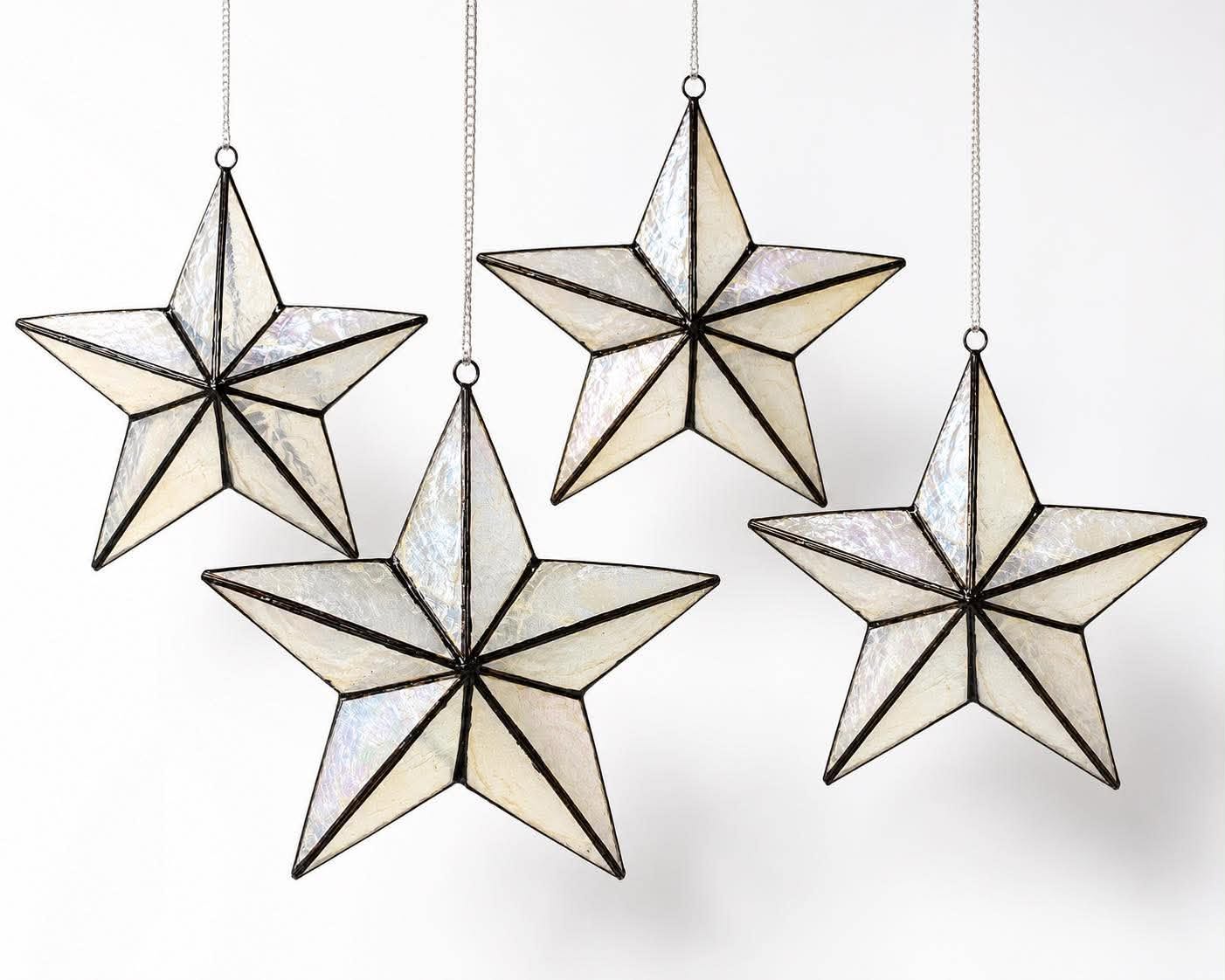 Capiz Christmas Star Ornaments Philippines White